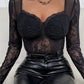 Long Sleeve Sheer Mesh Lace Top