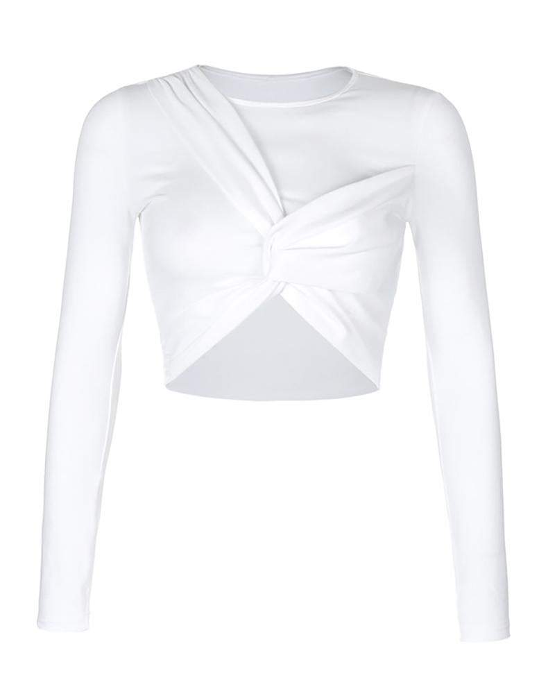 Twisted Solid Long Sleeve Crop Top