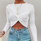 Twisted Solid Long Sleeve Crop Top