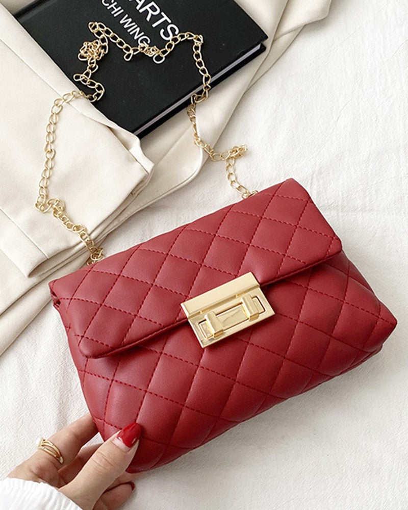 Quilted Chain Strap Flap Crossbody Bag