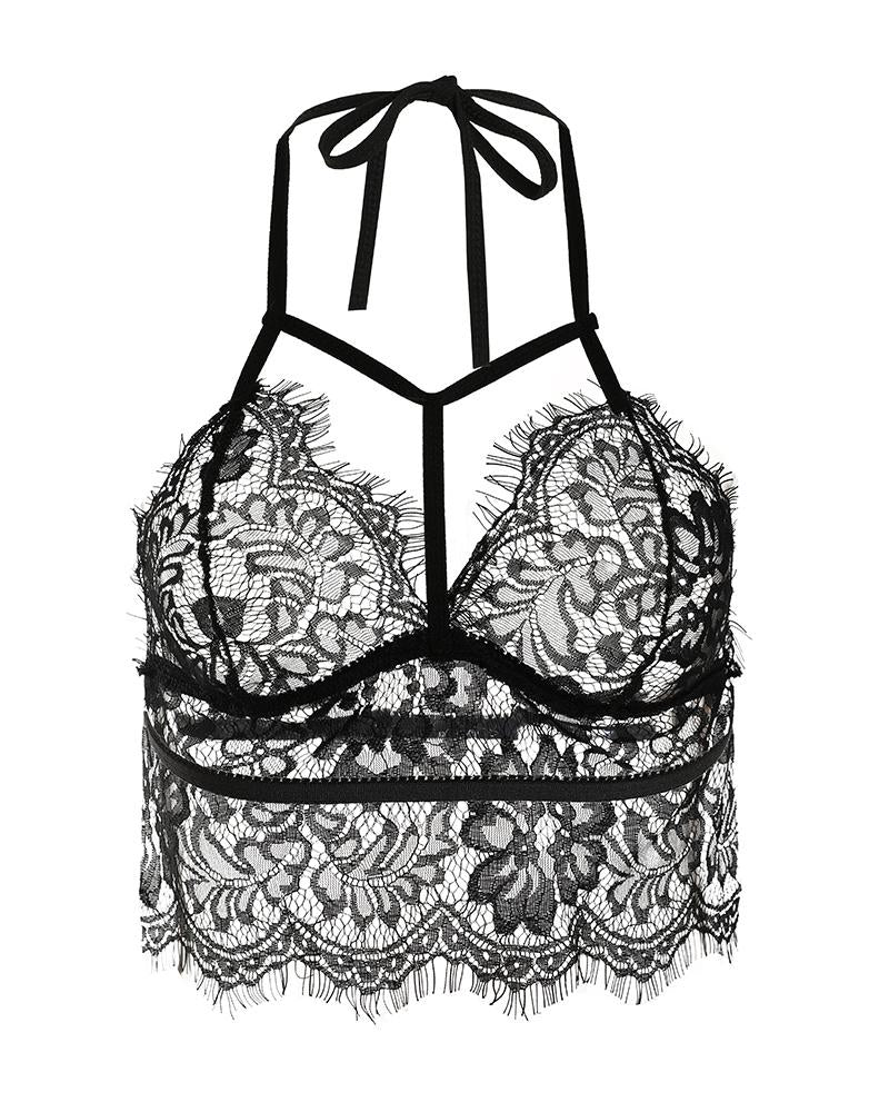 Eyelash Floral Lace Cutout Bralette