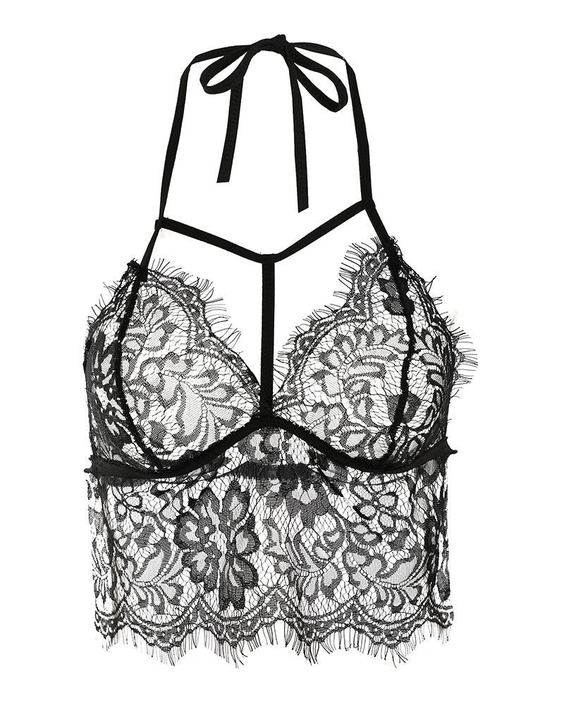 Eyelash Floral Lace Cutout Bralette