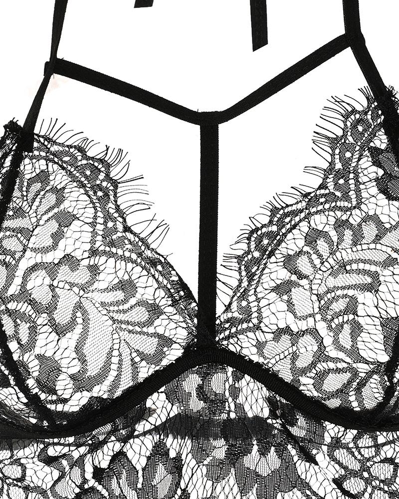 Eyelash Floral Lace Cutout Bralette