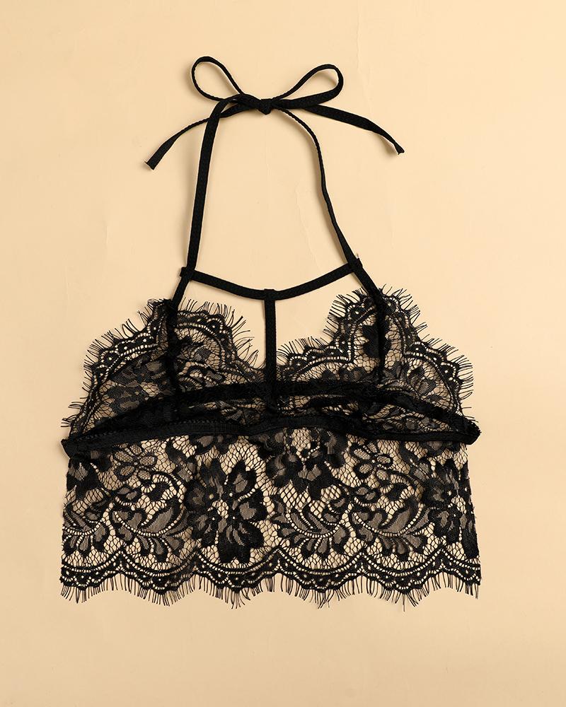 Eyelash Floral Lace Cutout Bralette