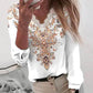 Tribal Print Contrast Lace Long Sleeve Top