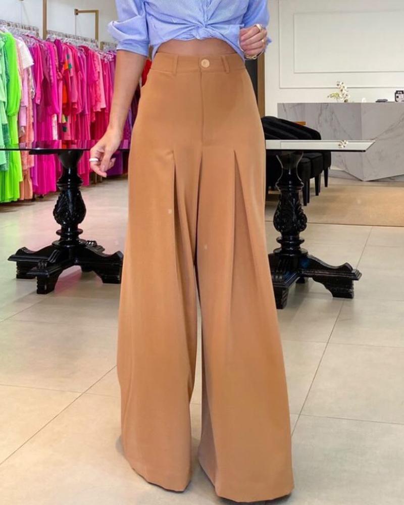 High Waist Ruched Wide Leg Pants