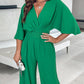 Plunge Wide Leg Ruched Jumpsuit