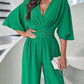 Plunge Wide Leg Ruched Jumpsuit