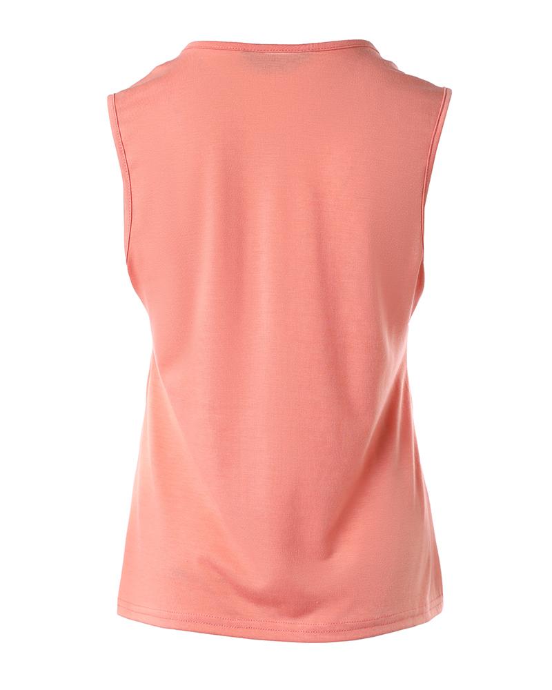 Eyelet V Neck Casual Tank Top