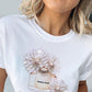 Print Studded Beaded Casual T shirt