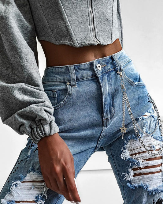 Off Shoulder Zipper Front Corset Crop Top