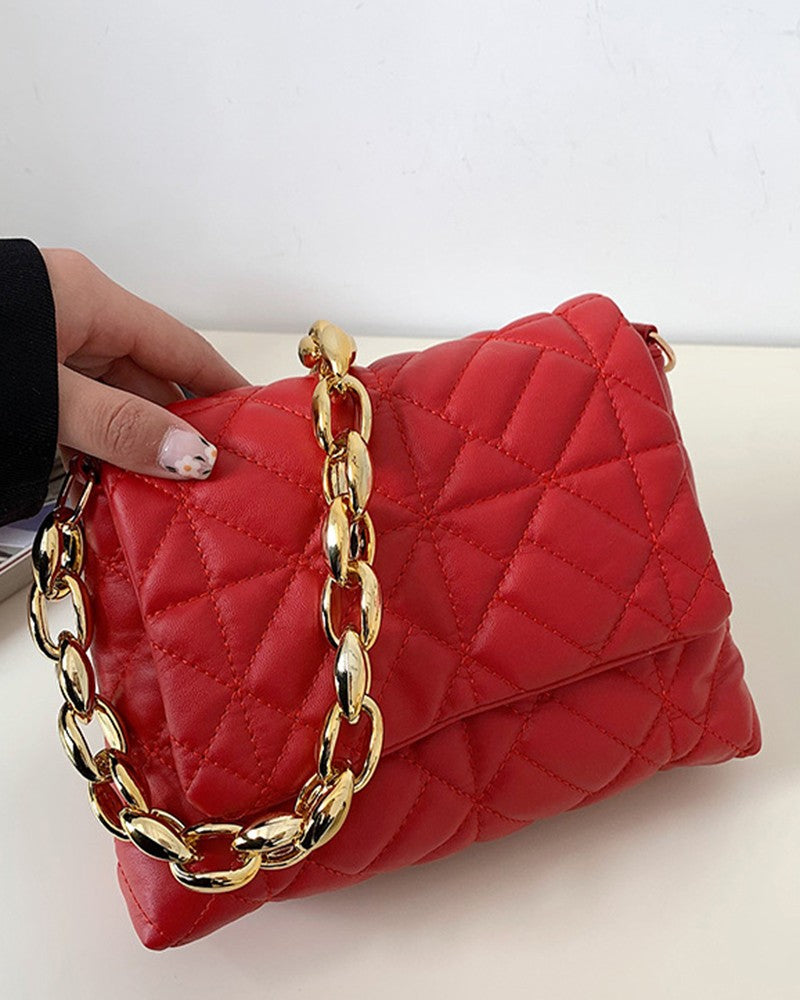 Quilted Chain Strap Flap Shoulder Bag