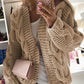 Long Sleeve Cable Knit Hooded Cardigan