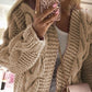 Long Sleeve Cable Knit Hooded Cardigan