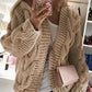 Long Sleeve Cable Knit Hooded Cardigan