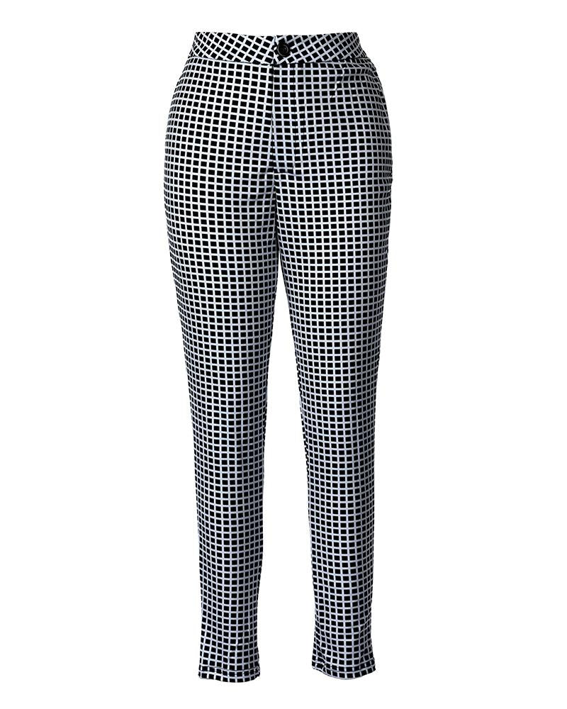 Zipper Fly Geo Print Skinny Pants