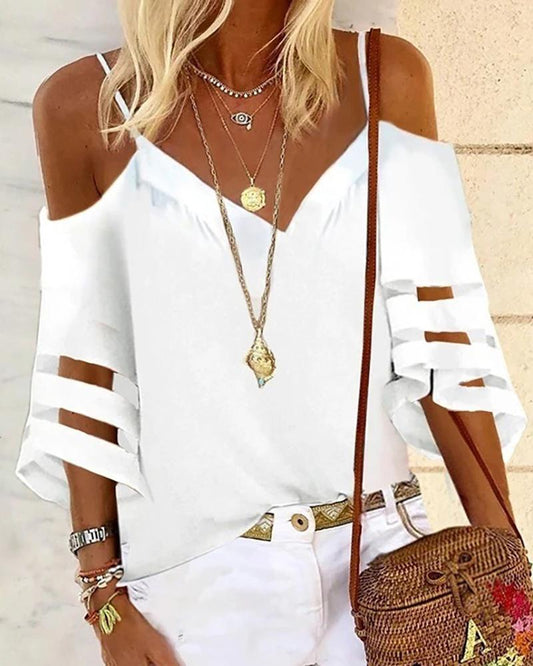 Cold Shoulder Cutout Sleeve T shirt