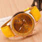 1pc Leather Band Quartz Watch