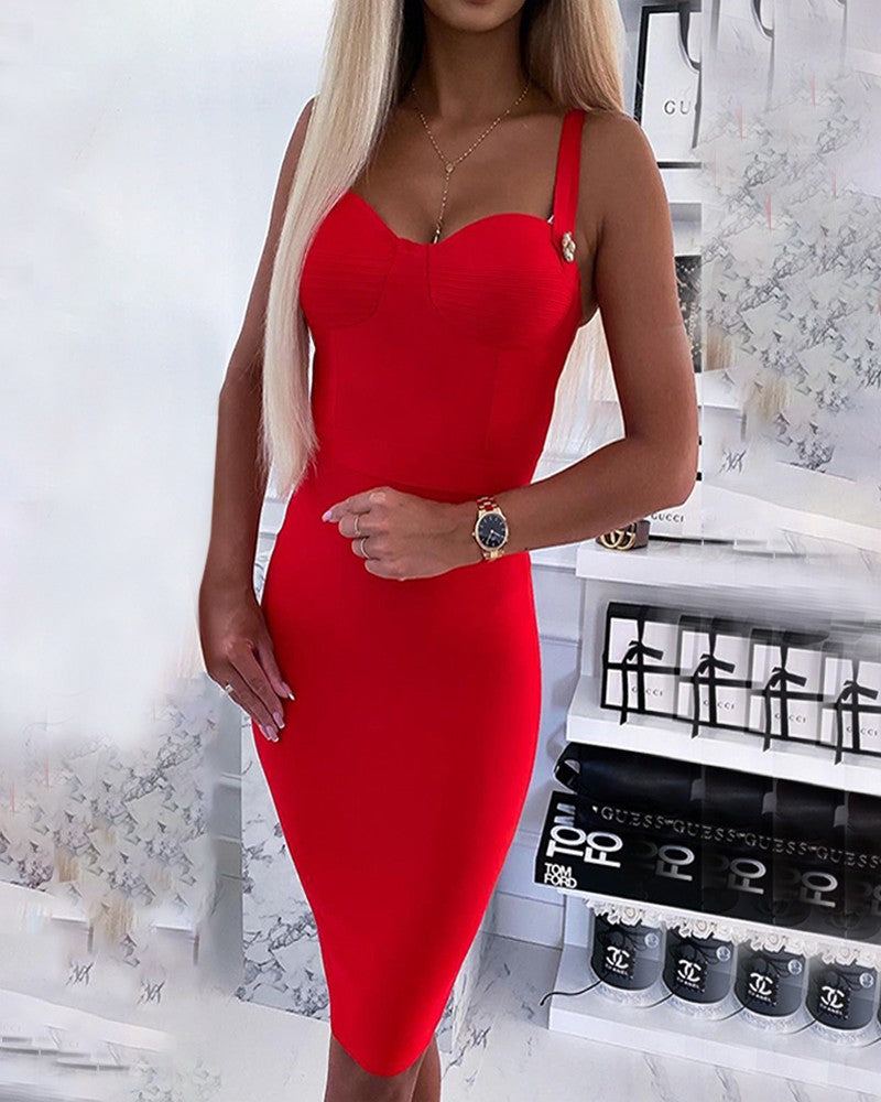 Sleeveless Zipper Design Backless Party Dress