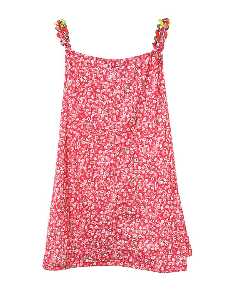 Pink Ditsy Floral Print Chain Decor Flowy Cami Top