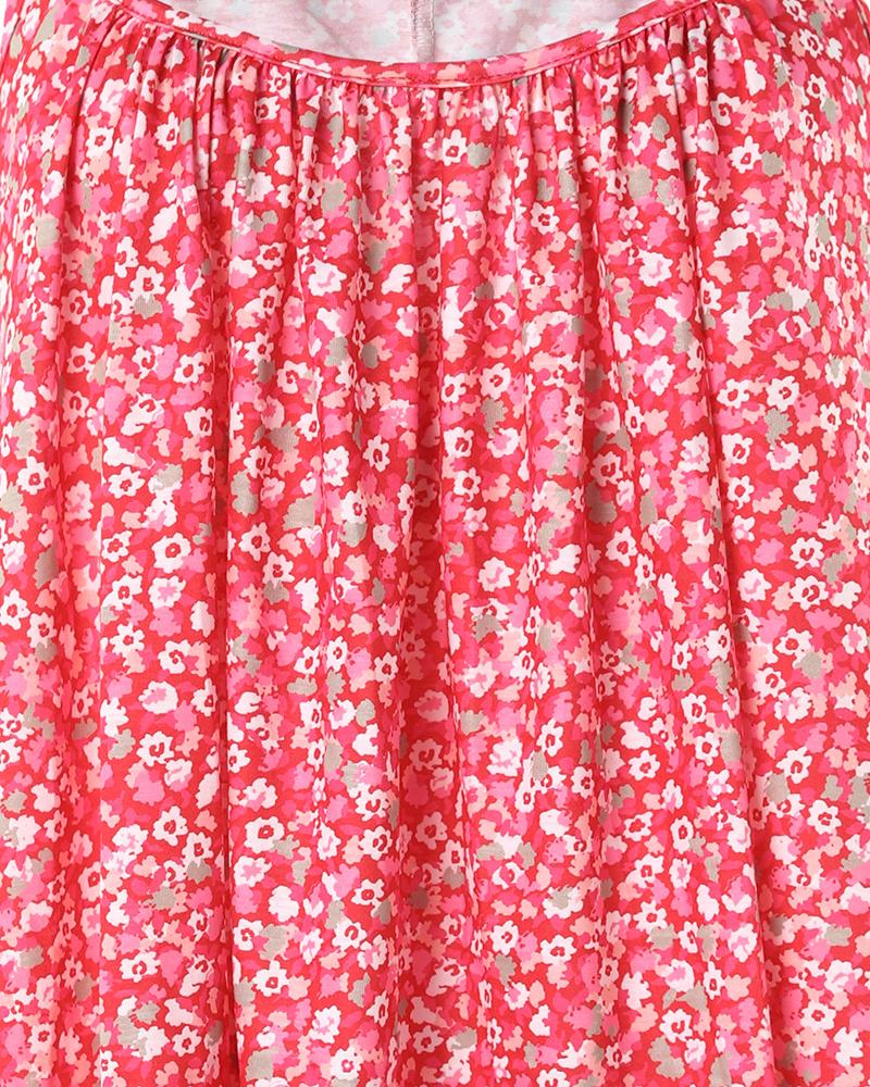 Pink Ditsy Floral Print Chain Decor Flowy Cami Top