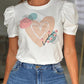 Heart Plants Polka Dot Print T Shirt