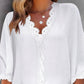 V Neck Contrast Lace Top