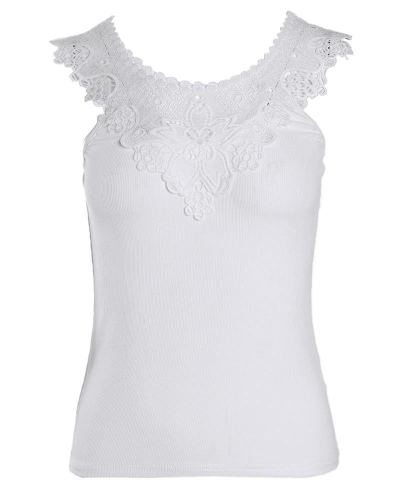 Guipure Lace Patch Sleeveless Top