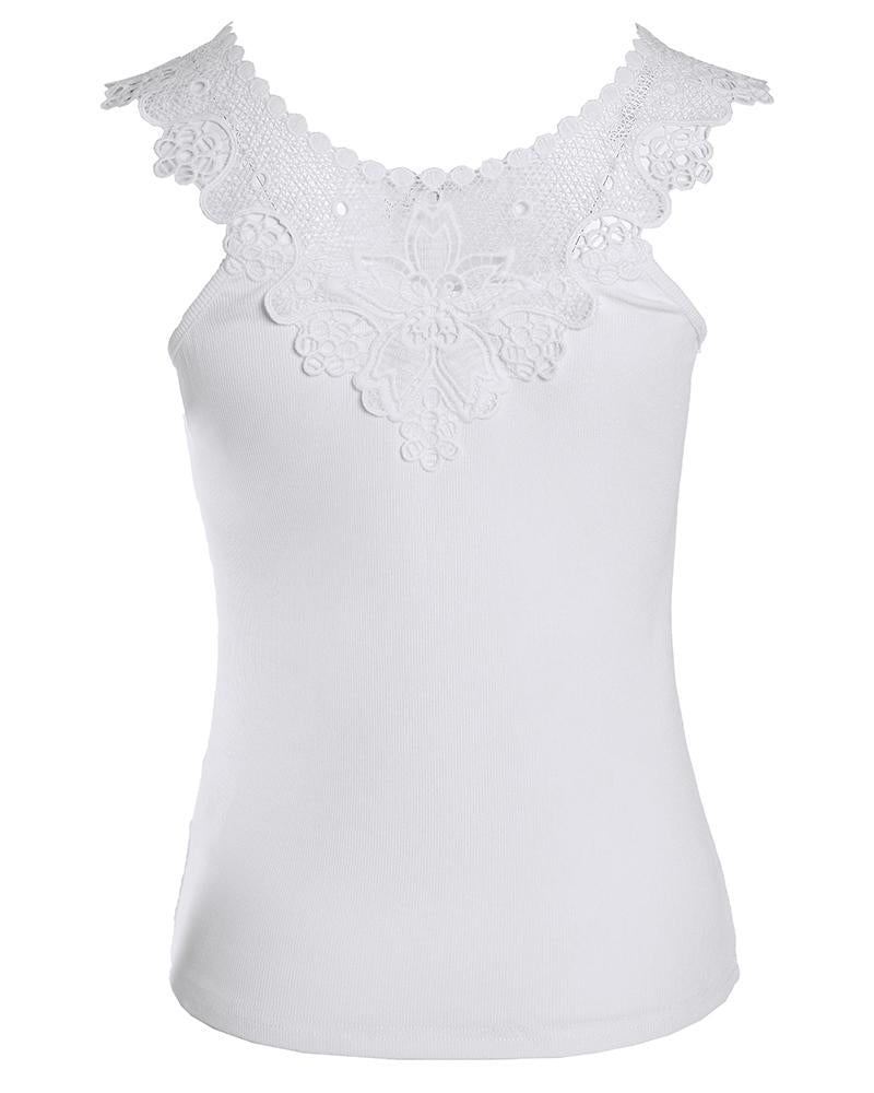 Guipure Lace Patch Sleeveless Top