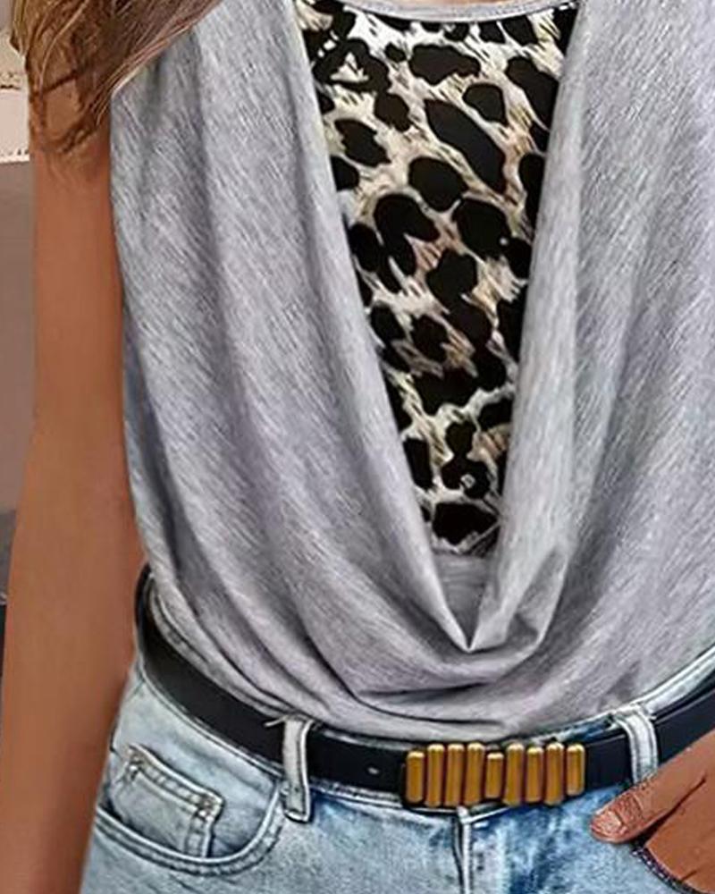 Leopard Print Ruched Tank Top