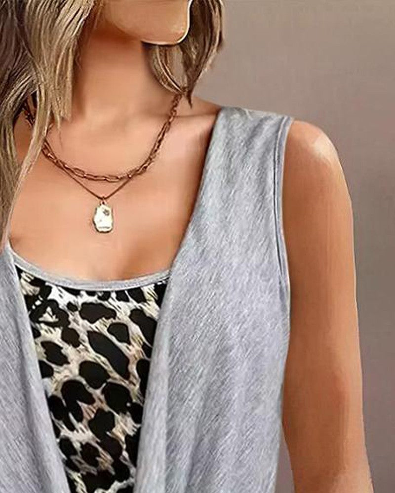 Leopard Print Ruched Tank Top