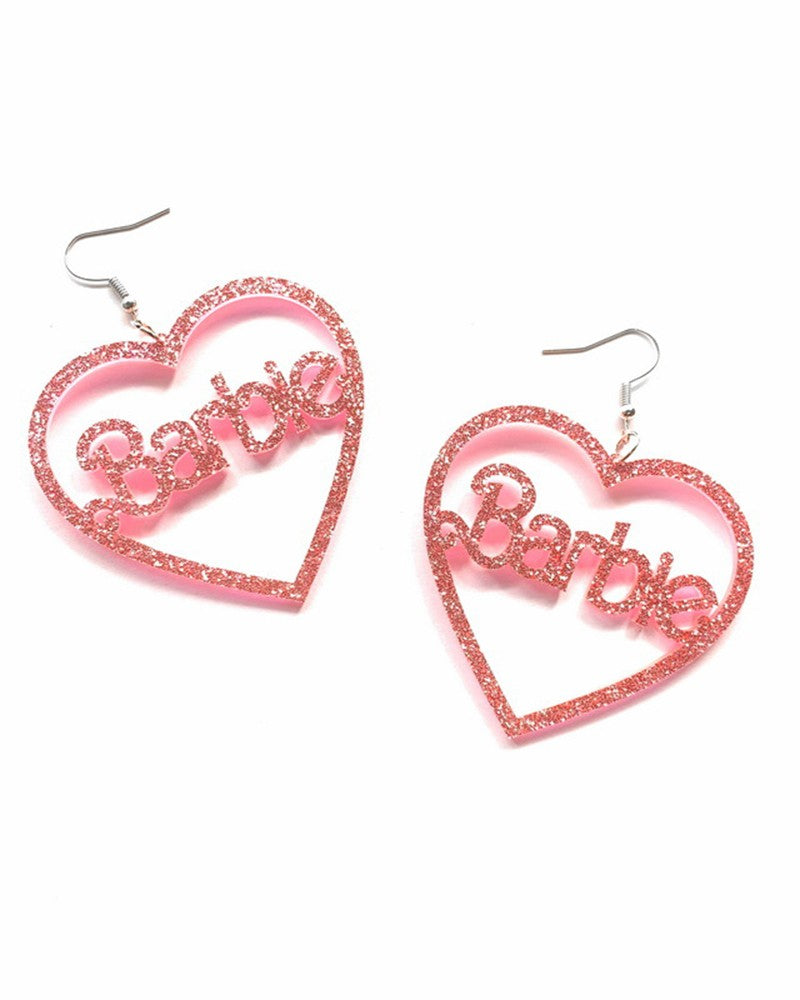 1Pair Valentine's Day Hollow Out Heart Letter Drop Earrings