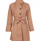 Button Front Longline Coat With Belt