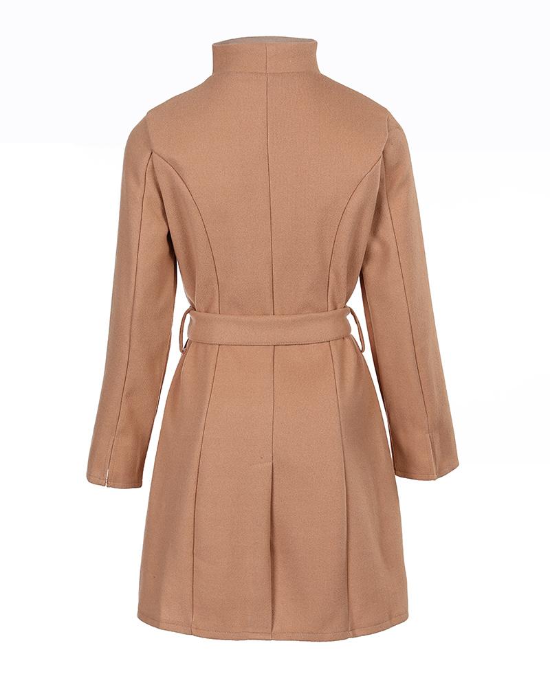 Button Front Longline Coat With Belt