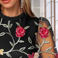 Floral Embroidery Mesh Patch Top