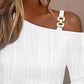 Chain Decor Cold Shoulder Textured Top