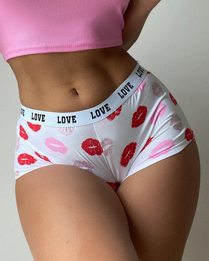 Letter Lip Print High Waist Panty