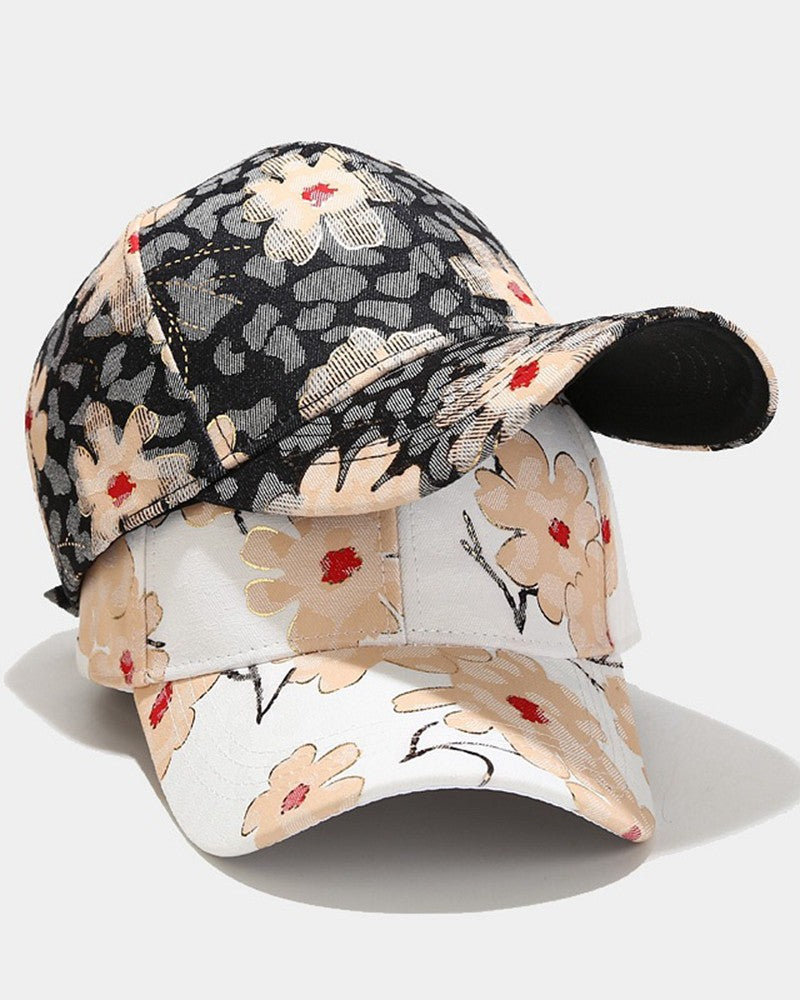 Floral Leopard Print Baseball Cap