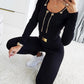 Chain Decor Long Sleeve Top & Pants Set