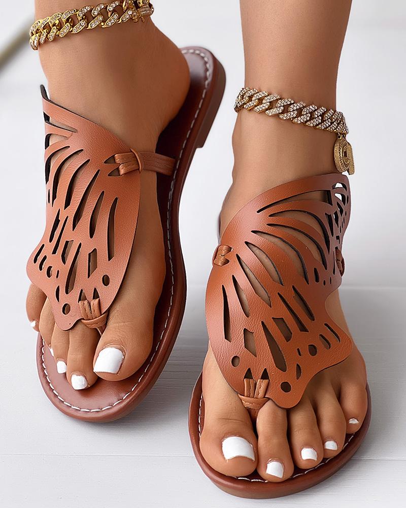 Butterfly Wings Pattern Toe Post Flip Flops