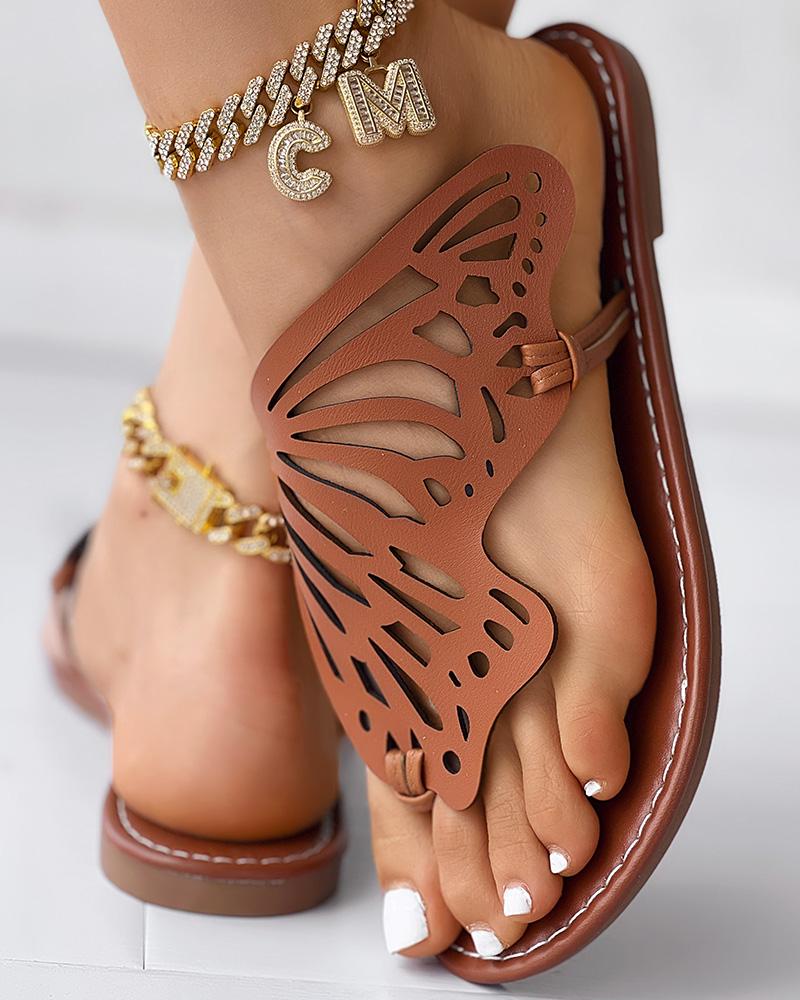 Butterfly Wings Pattern Toe Post Flip Flops