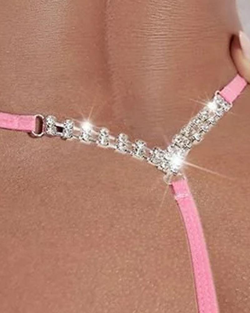 1pc Rhinestone Chain Decor Thong Panty