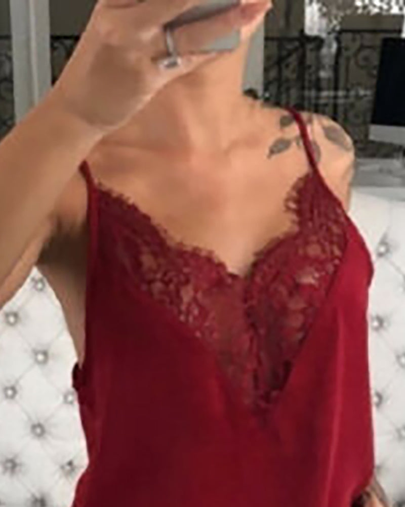 Spaghetti Strap Lace Trim Top