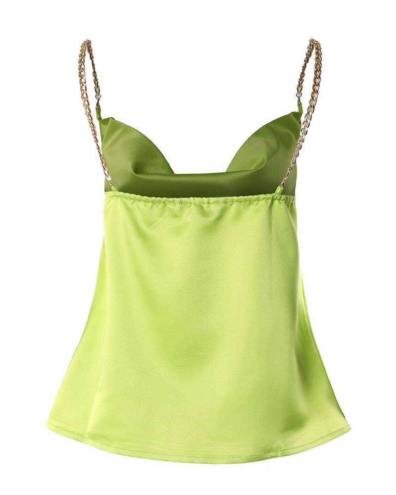 Cowl Neck Chain Strap Cami Top