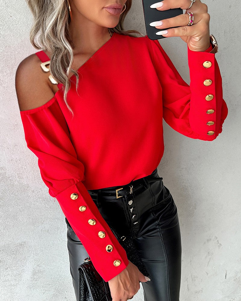 Cold Shoulder Gigot Sleeve Top