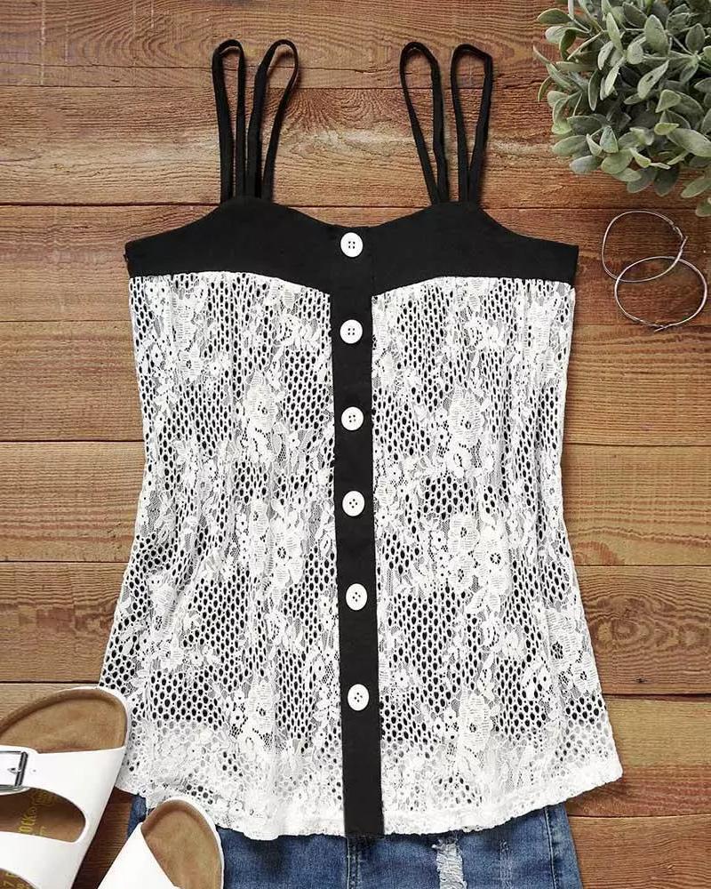 Crochet Lace Double Strap Tank Top