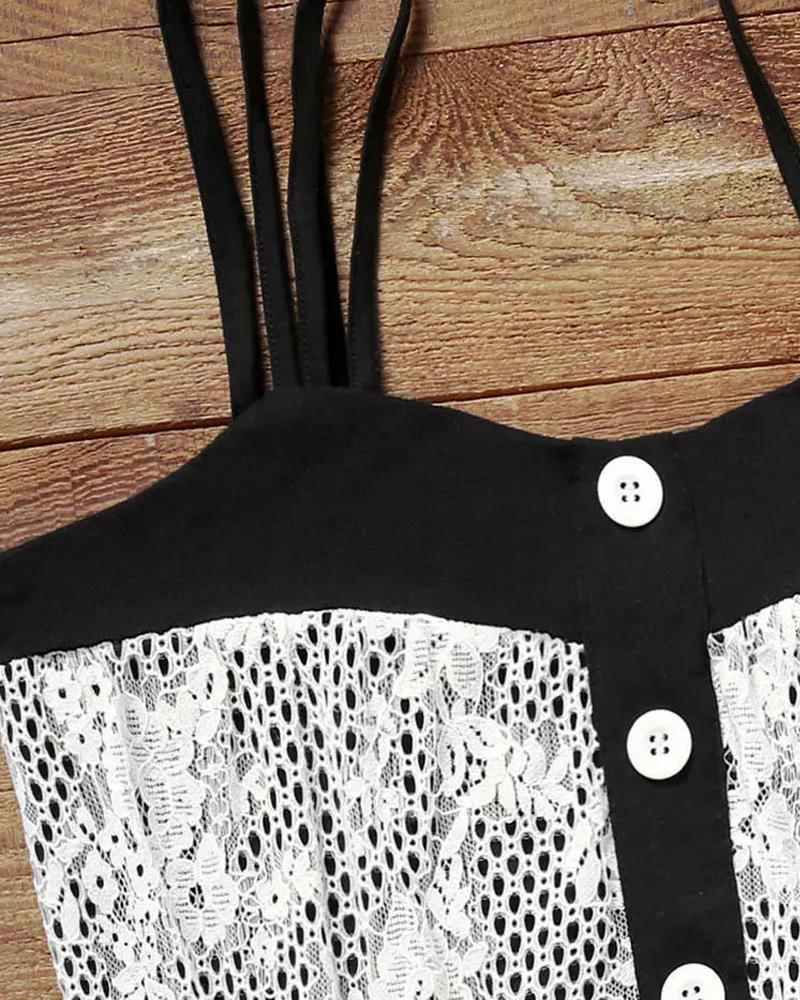 Crochet Lace Double Strap Tank Top