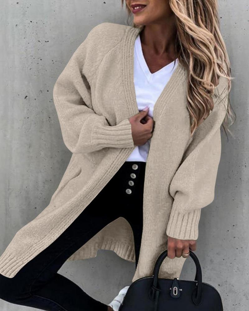 Lantern Sleeve Open Front Cardigan