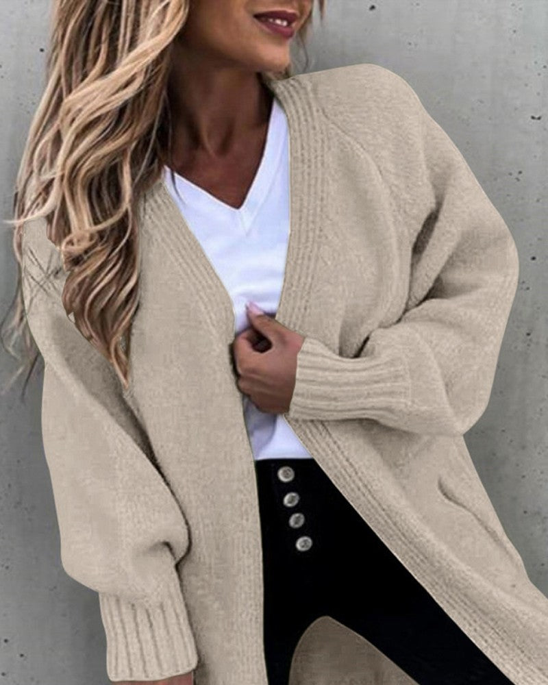 Lantern Sleeve Open Front Cardigan