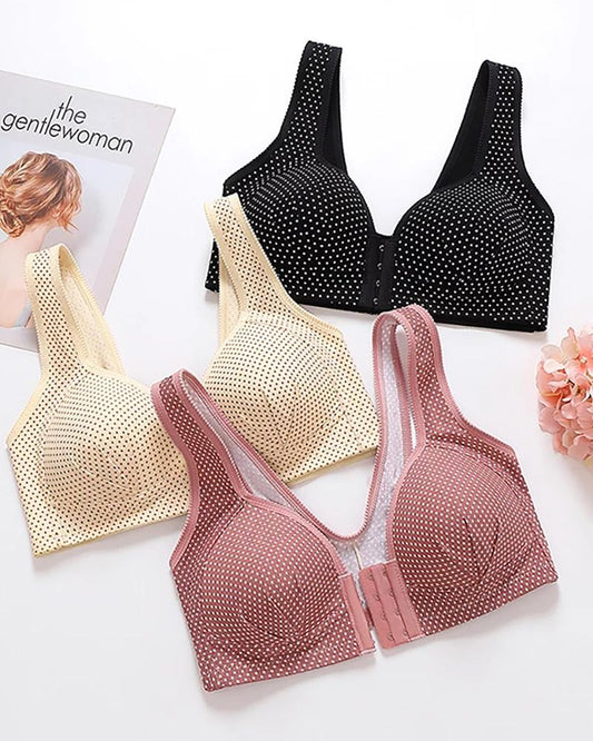 Seamless Bra Front Closure Wire Free Push Up Cotton Underwear